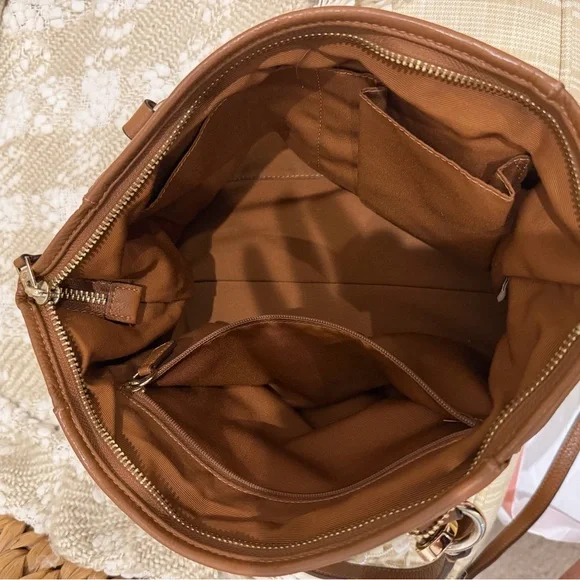 Coach Brown Pebbled Leather Satchel with Gold Hardware - Picture 2 of 3